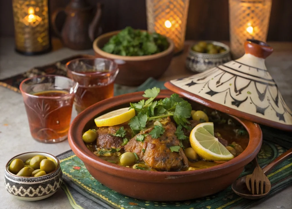Moroccan Chicken and Preserved Lemon Tagine: Authentic Taste Made Simple 10 Moroccan Chicken and Preserved Lemon Tagine served in a traditional clay pot.