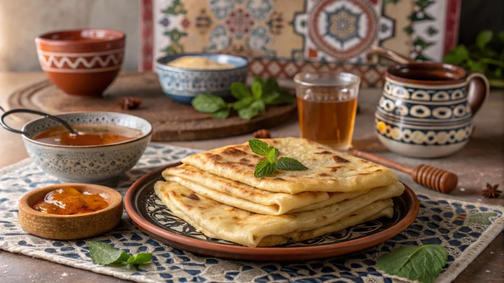 Tasty Homemade Moroccan Msemen: 5 Pro Tips for Soft and Crispy Layers 3 a beautifully styled moroccan breakfast table feat 1 www.moroccaneats.com