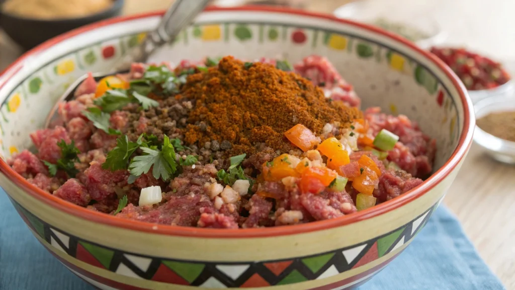 Lemon and Olive Meatball Tagine Recipe: 7 Ingredients You Need for Authentic Taste 4 Essential ingredients for Lemon and Olive Meatball Tagine, including meatballs, lemons, olives, and spices.