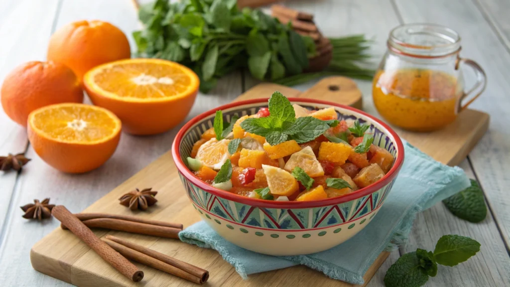 Moroccan Orange Salad: A Zesty, Irresistible Flavor Explosion 4 a healthy lifestyle shot with a vibrant bowl of m 1 www.moroccaneats.com