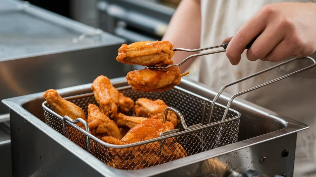 Moroccan Spiced Chicken Wings: The Ultimate Recipe for Flavorful Perfection 8 a photo of a person frying chicken wings EcvFtqcUSyCR8a0eow6pCg 7NhMBR2MQ5i3CvCONBBC8w www.moroccaneats.com