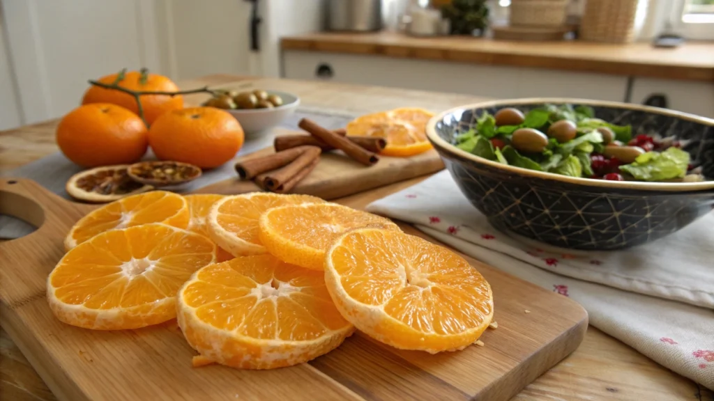 Moroccan Orange Salad: A Zesty, Irresistible Flavor Explosion 3 an image of fresh and peeled oranges being sliced www.moroccaneats.com