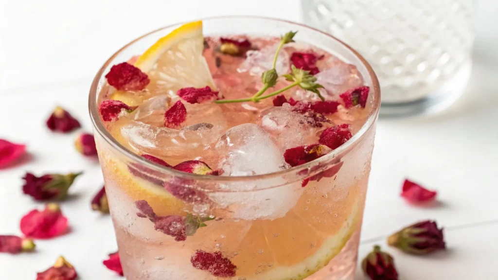 Moroccan Seafood Lovers Dinner Date Night – A Romantic 3-Course Menu 13 rose water fresh lemon juice simple syrup sp www.moroccaneats.com
