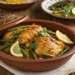 The Best Chicken Tagine with Saffron and Green Beans Recipe for a Cozy Dinner 9 a beautifully plated moroccan style dish of chicke 1 www.moroccaneats.com