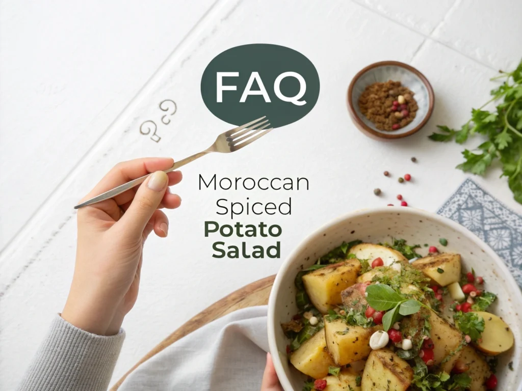 Spiced Potato Salad with Moroccan Flavors: A Zesty and Aromatic Side 6 a clean modern faq section with a visual of moroc ezgif.com jpg to webp converter www.moroccaneats.com