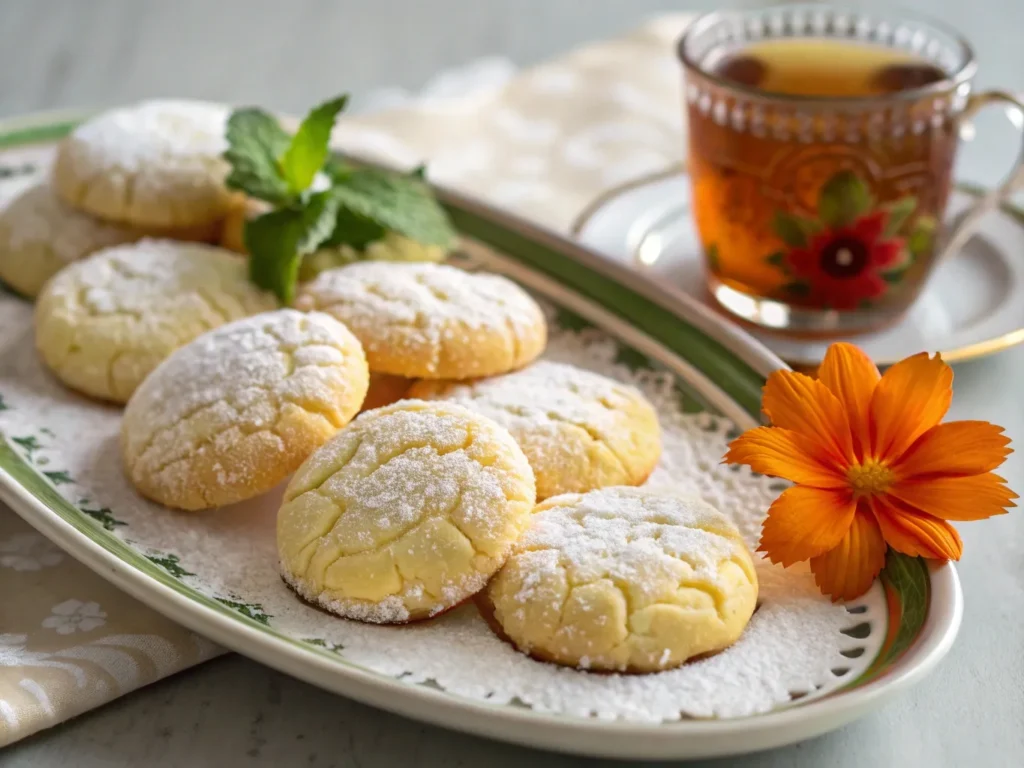 Easy Moroccan Orange Blossom Cookies Recipe: Soft, Buttery & Aromatic 3 a close up shot of freshly baked moroccan orange b 1 www.moroccaneats.com