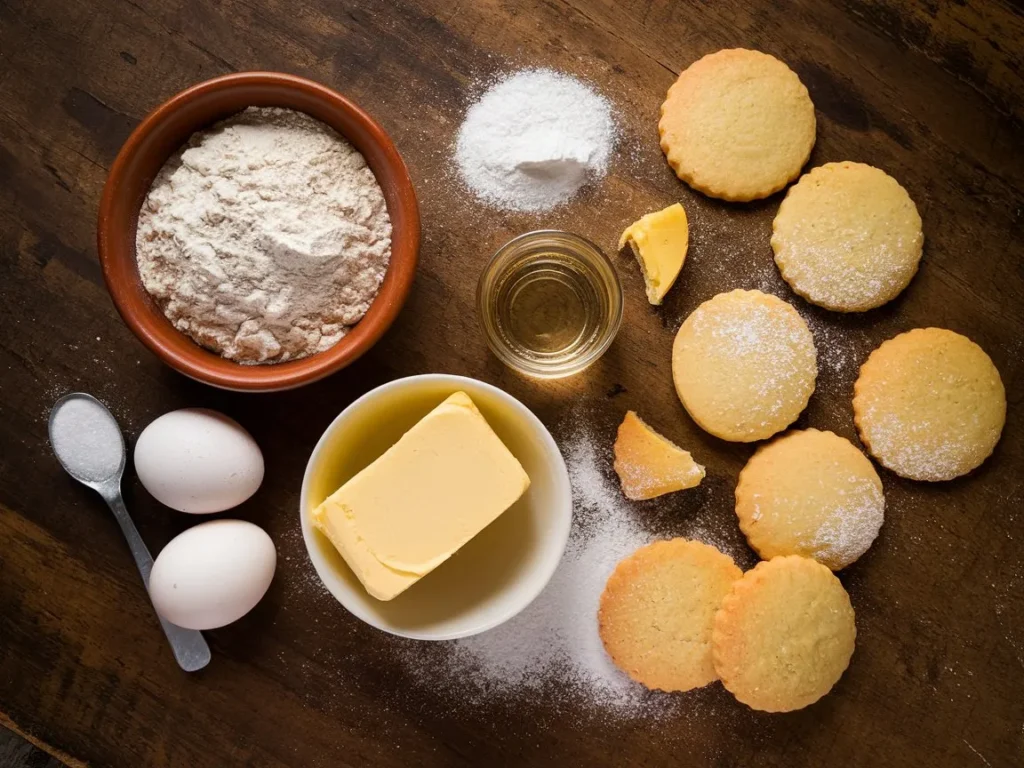 Easy Moroccan Orange Blossom Cookies Recipe: Soft, Buttery & Aromatic 6 a flat lay of ingredients for moroccan o UjNUG2 gR4ubuMsiyynGRQ Z7U8WHufQamwCqHA9j1rZA www.moroccaneats.com