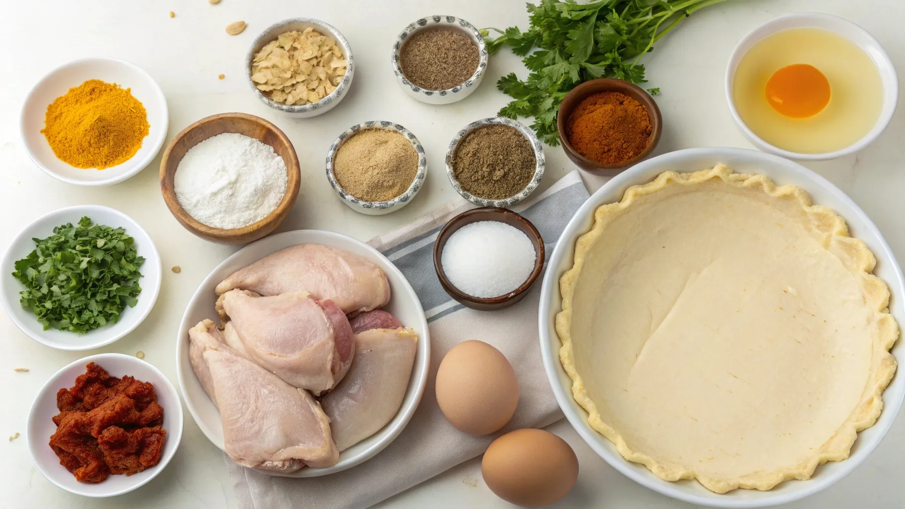Moroccan Quiche with Chicken and Spices : A Unique Twist on a Classic Dish 3 Ingredients for Moroccan Quiche