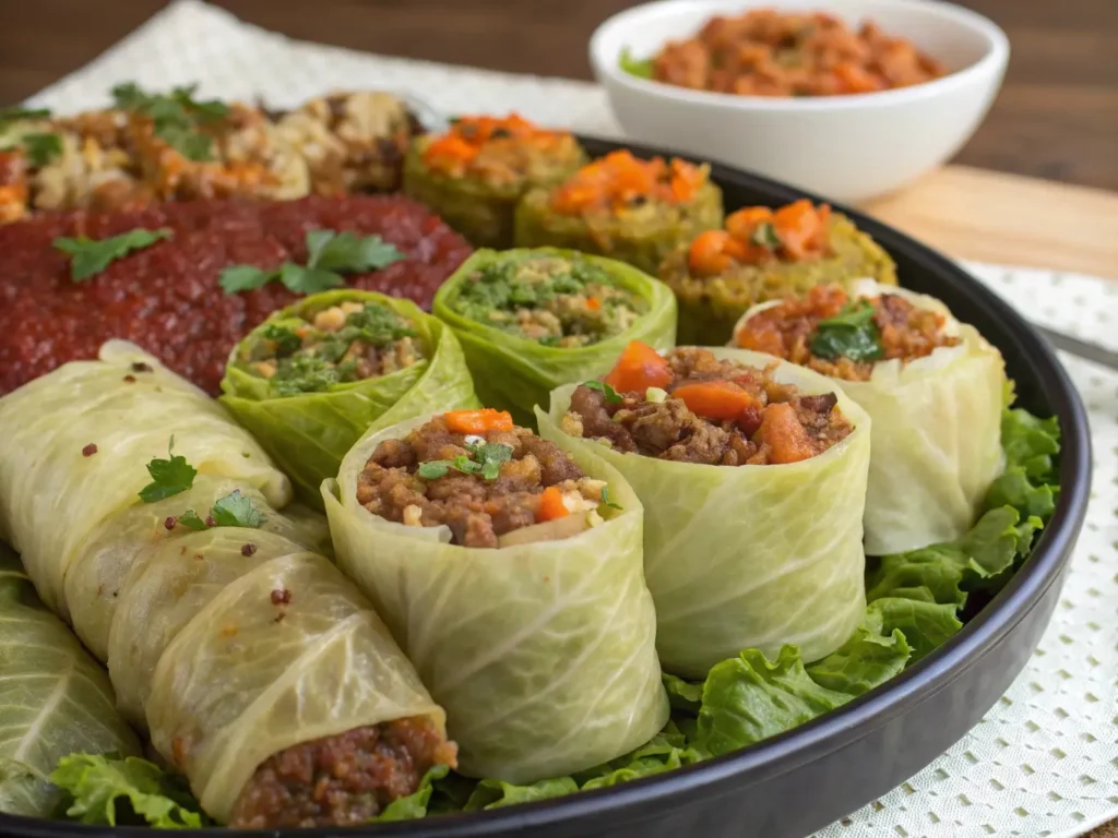 Easy Moroccan Stuffed Cabbage Rolls Recipe: A Comforting Meal for Any Occasion 5 Moroccan stuffed cabbage rolls with variations in filling, including lamb and quinoa.