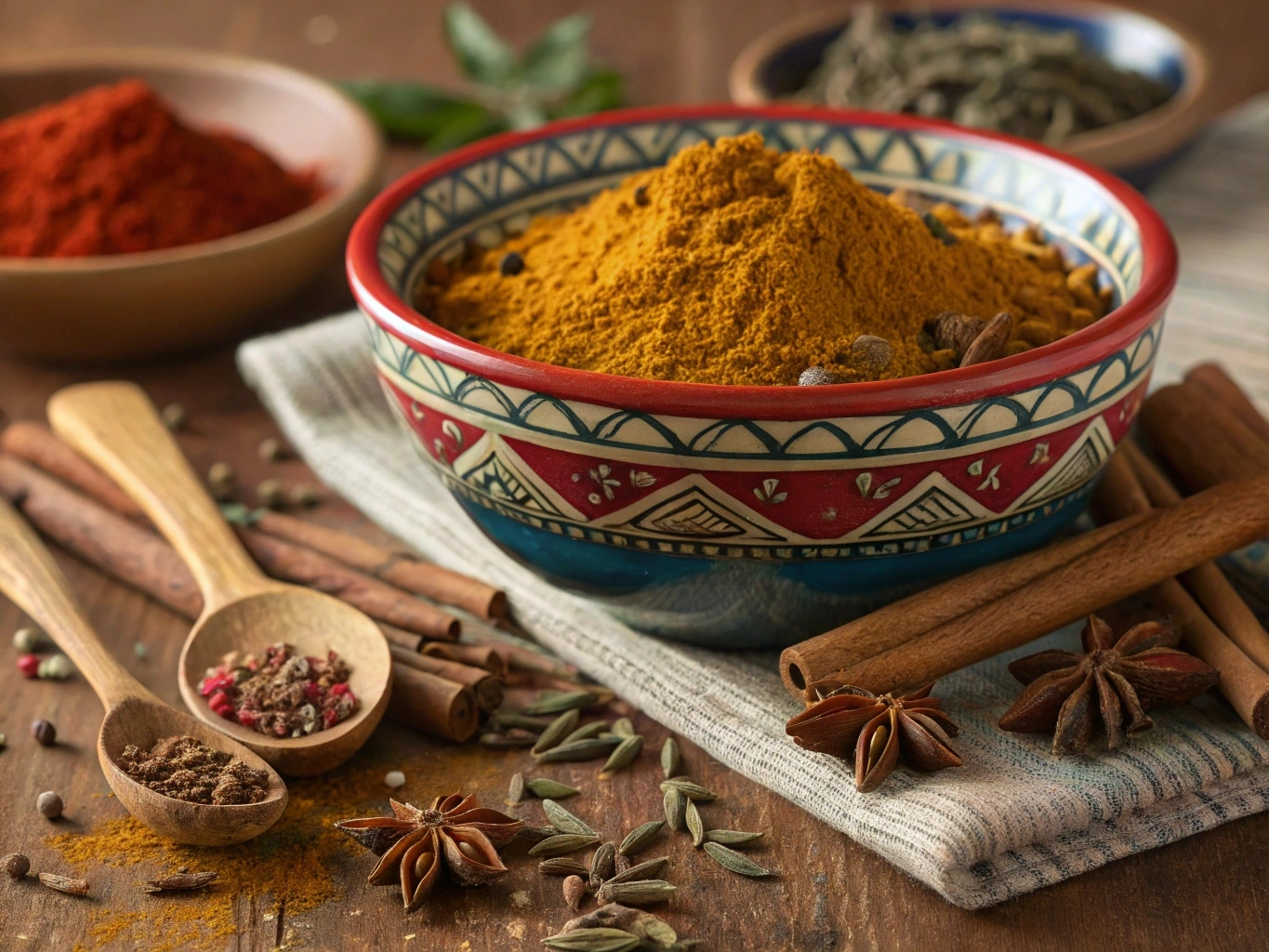 Ras el Hanout Fried Chicken: The Secret to Crispy, Flavorful Chicken 2 Ras el Hanout spice blend with cumin, paprika, and cinnamon sticks