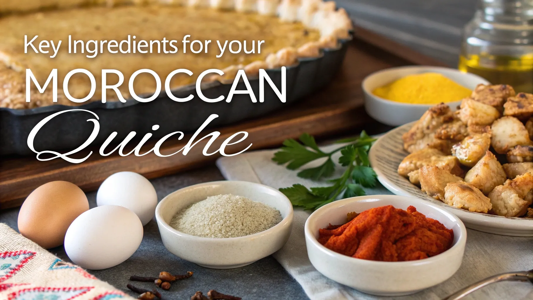 Moroccan Quiche with Chicken and Spices : A Unique Twist on a Classic Dish 4 Key Ingredients for Moroccan Quiche