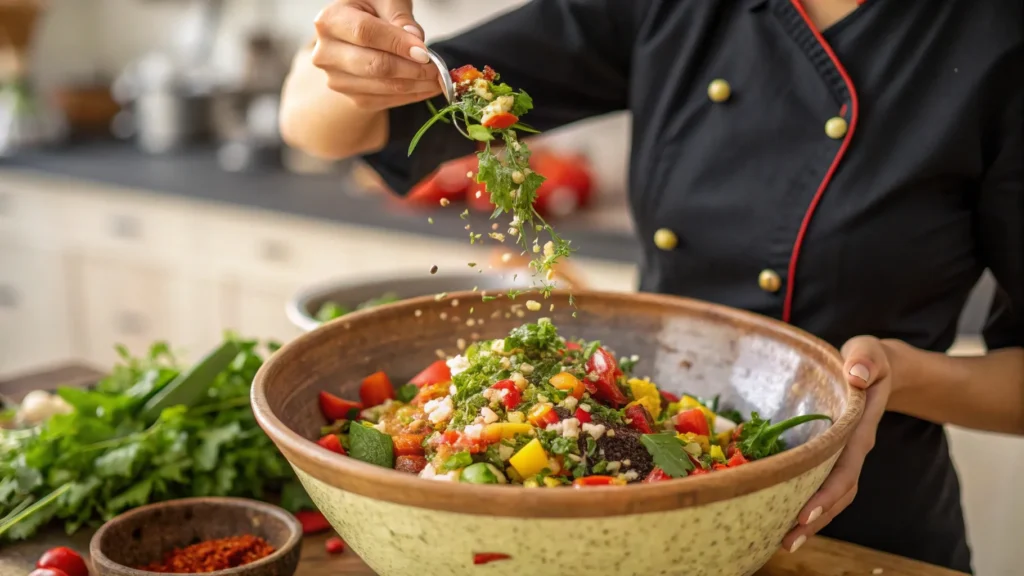 10 Moroccan Easy Salad Recipes You Can Make in Under 20 Minutes 5 Chef preparing a Moroccan salad.