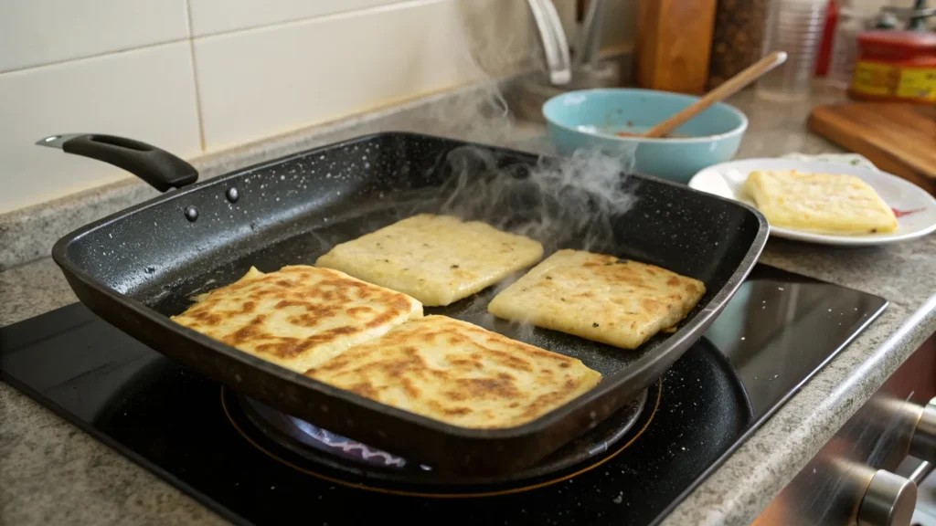Tasty Homemade Moroccan Msemen: 5 Pro Tips for Soft and Crispy Layers 6 Cooking Msemen on a Griddle