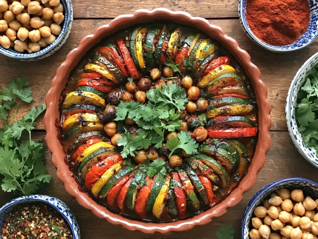 Easy Moroccan-Style Ratatouille Recipe: A Spiced Vegetable Delight 8 Moroccan-style ratatouille with chickpeas, lamb, chicken, and chili peppers, showcasing variations for customization.
