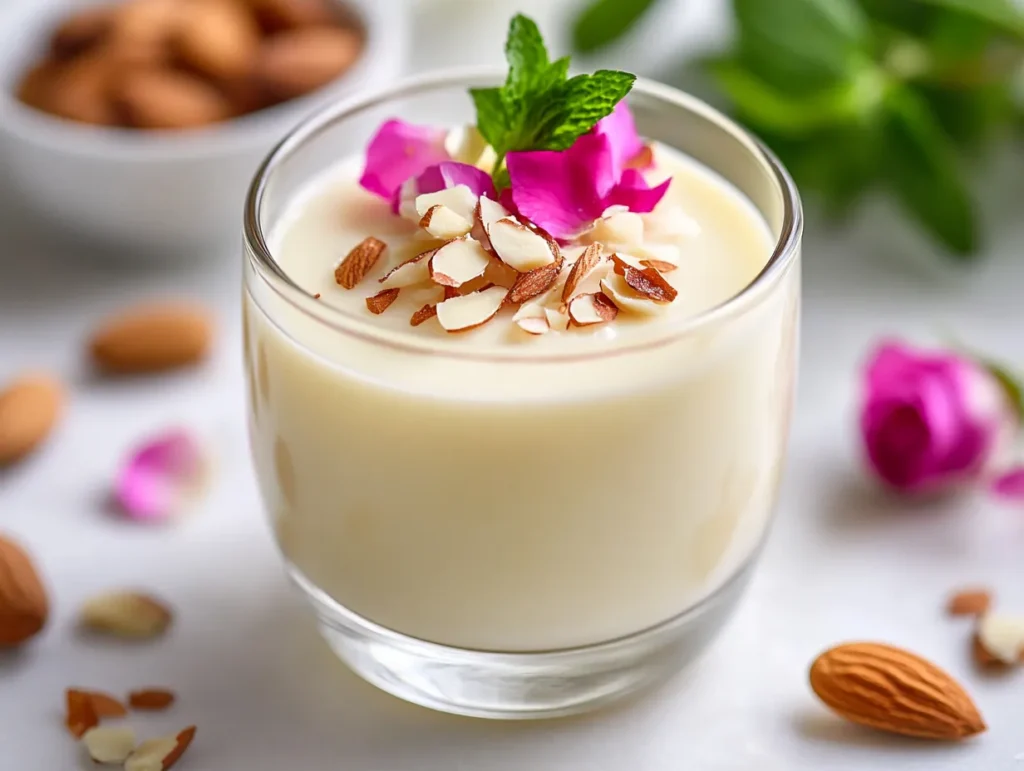 Almond & Rosewater Panna Cotta: A Perfectly Elegant Treat 6 Almond & Rosewater Panna Cotta with fresh berries, citrus zest, and honey drizzle.