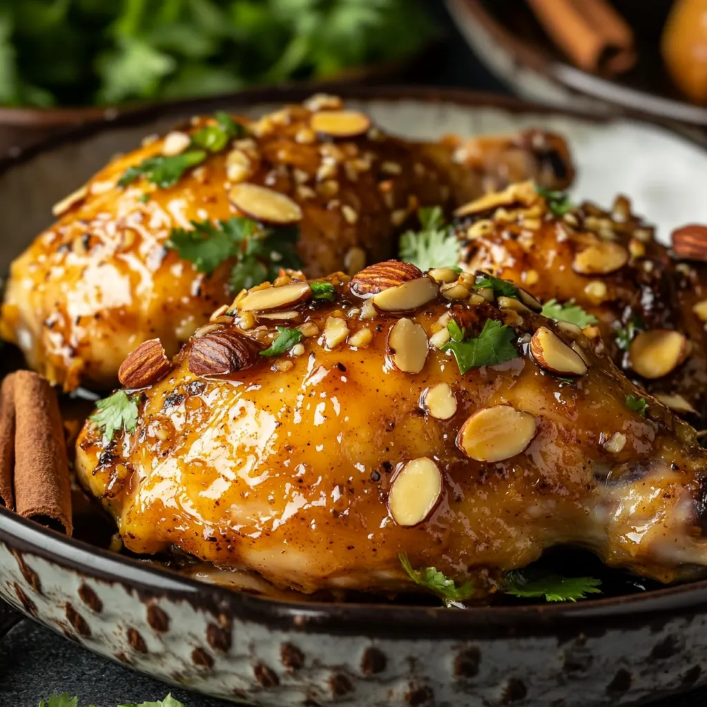 Authentic Moroccan Honey-Glazed Chicken with Almonds-So Addictive! 2 u1416823846 A close up shot of Moroccan honey glazed chicken 3fa0112b ca0a 4642 9967 714235b977dd 2 www.moroccaneats.com