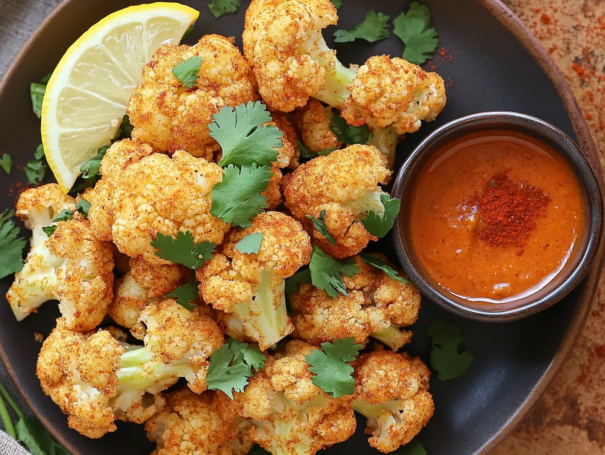 Moroccan Spicy Cauliflower Bites with Harissa Dip