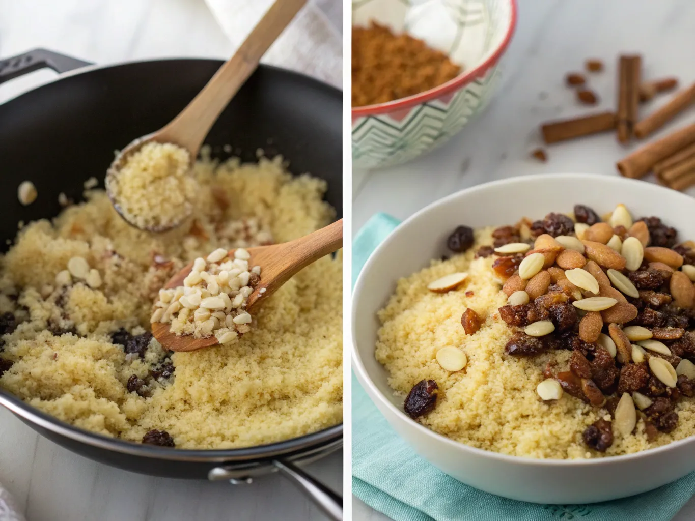 Unlock the Magic of Seffa Couscous with This Easy Recipe 4 a step by step process showing the preparation of www.moroccaneats.com