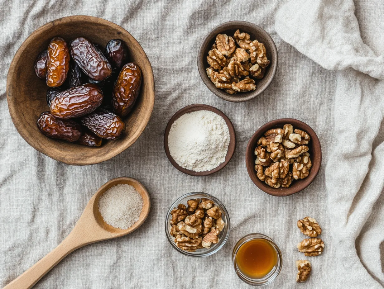 Date and Walnut Cookies with Irresistible Charm 3 u1416823846 A neatly arranged flat lay of the main ingredient 54bc0013 08a7 4736 9d76 a2c6afc49d56 2 www.moroccaneats.com