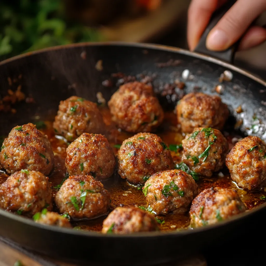 Spicy and Savory Kefta Sandwich: A Must-Try Moroccan Meatball Recipe 4 Step-by-step process of making Moroccan Kefta meatballs: mixing ground meat with spices, shaping meatballs, and pan-frying them to perfection.