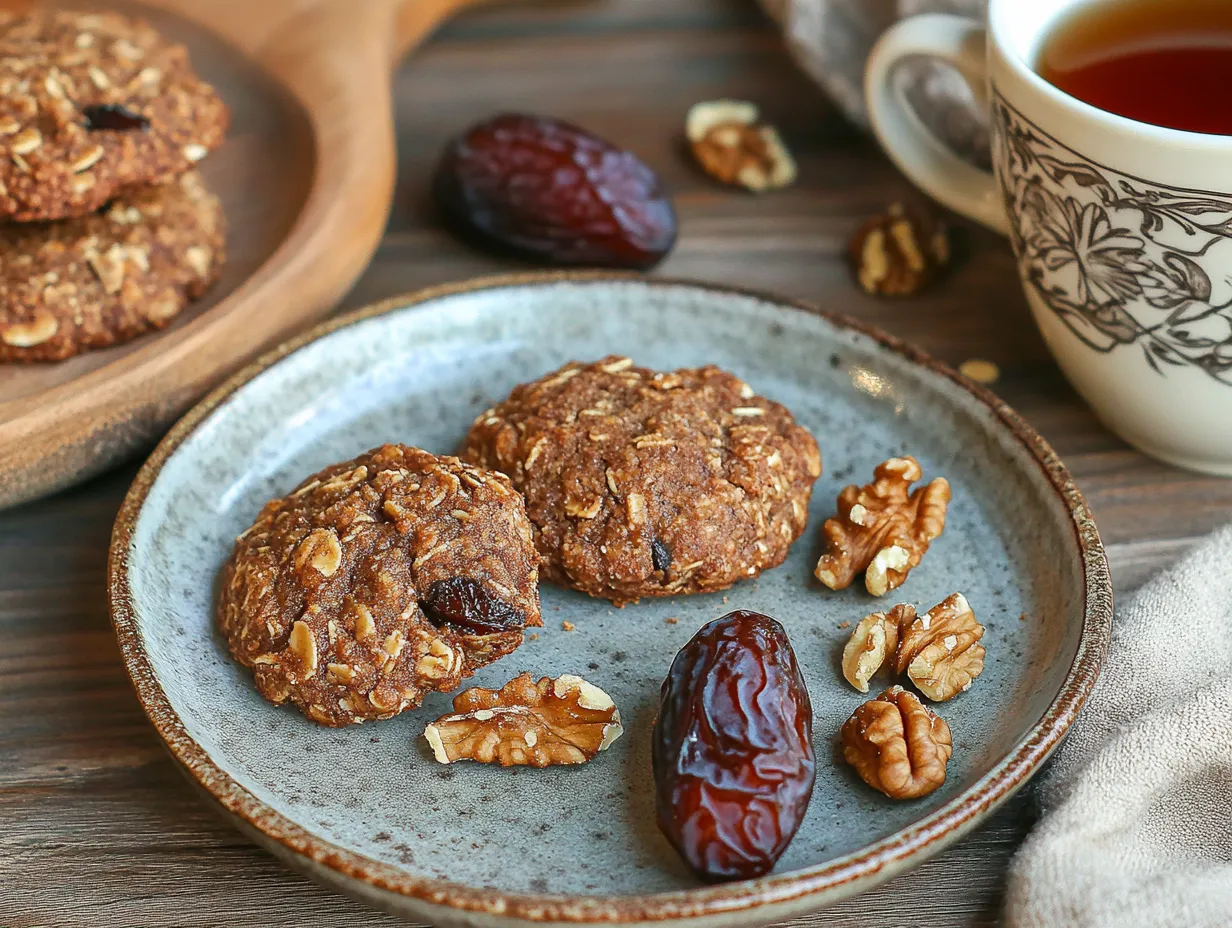 u1416823846 Homemade date and walnut cookies on a rustic plat 0e82c2c8 e73d 4573 bf9a f0739ce8669a 2 www.moroccaneats.com