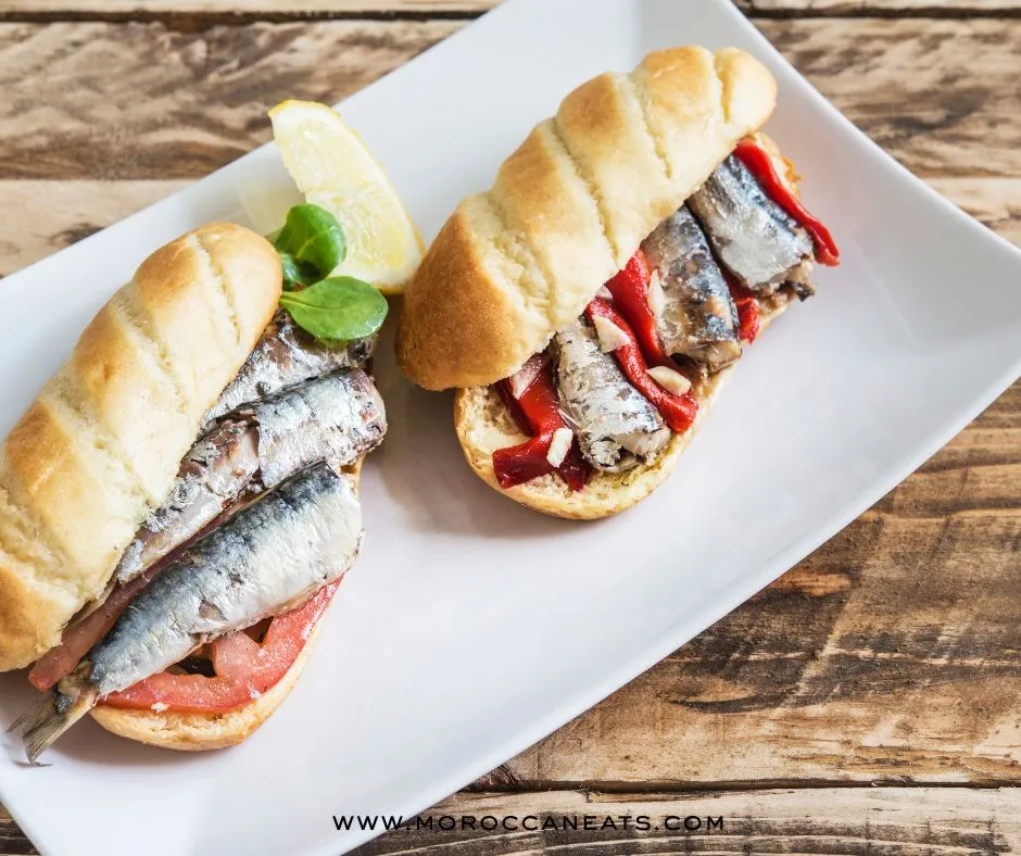 Spicy Moroccan Sardine Sandwich Recipe-Simply Irresistible 2 Spicy Moroccan sardine sandwich with harissa and chermoula on khobz bread, served with mint tea – MoroccanEats