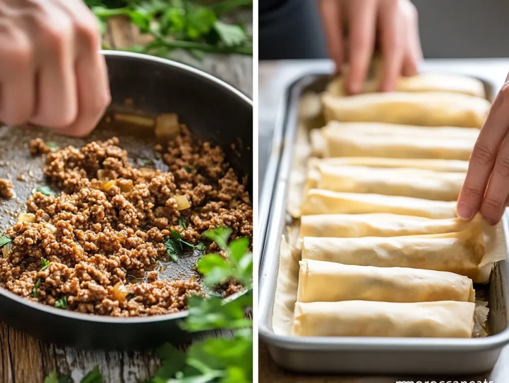Moroccan Spiced Meat Cigars: Tempting Delight You Can’t Resist 4 Rolling Moroccan Spiced Meat Cigars with flavorful meat filling and phyllo dough – moroccaneats