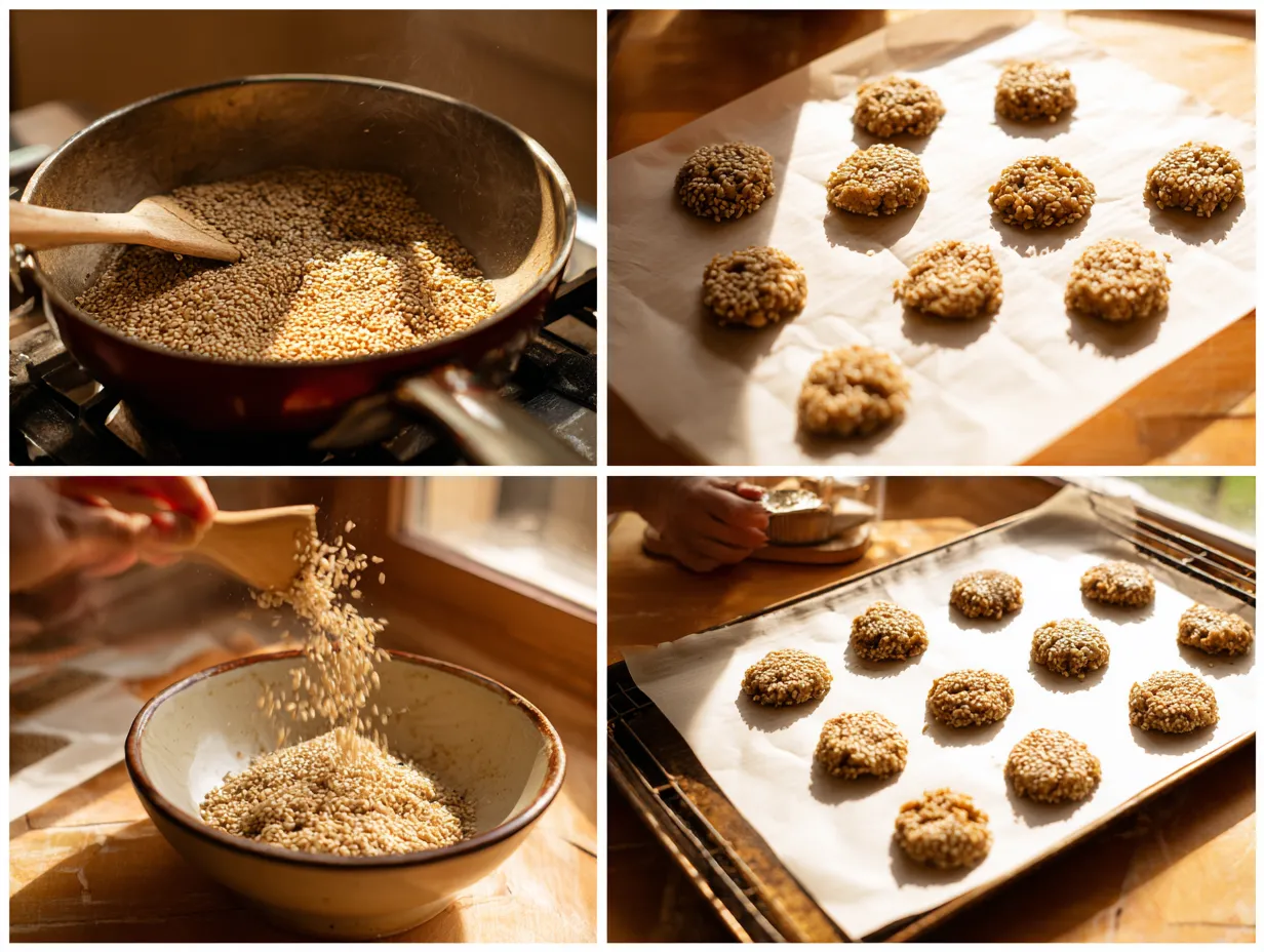 Moroccan Ghriba Sesame Cookies Recipe with a Magical Twist 5 u1416823846 Step by step visual collage of the Ghriba baking 569f53cc 703d 40f0 bed5 3ce15cee0858 3 www.moroccaneats.com