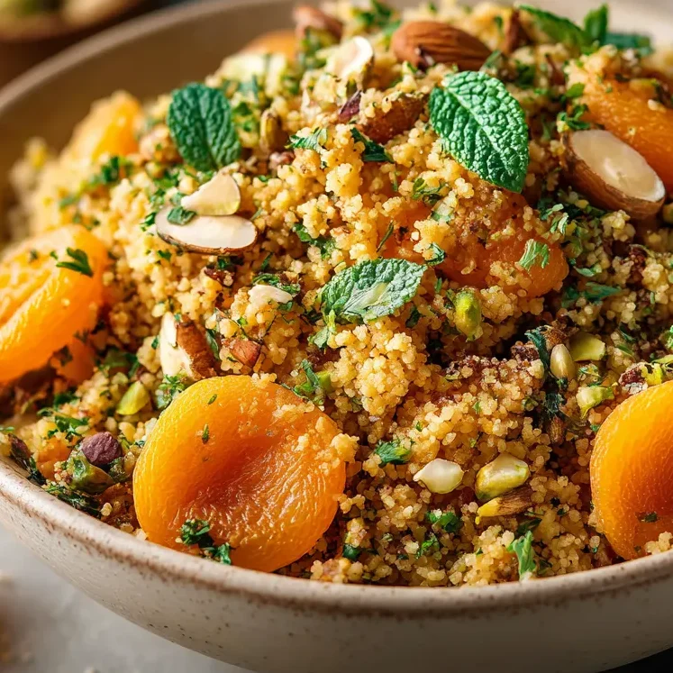 Moroccan Apricot and Pistachio Couscous Delight 2 u1416823846 Bright clean image of a healthy portion of Morocc 843645db 0818 42c3 8bc1 707b043cd200 1 edited www.moroccaneats.com