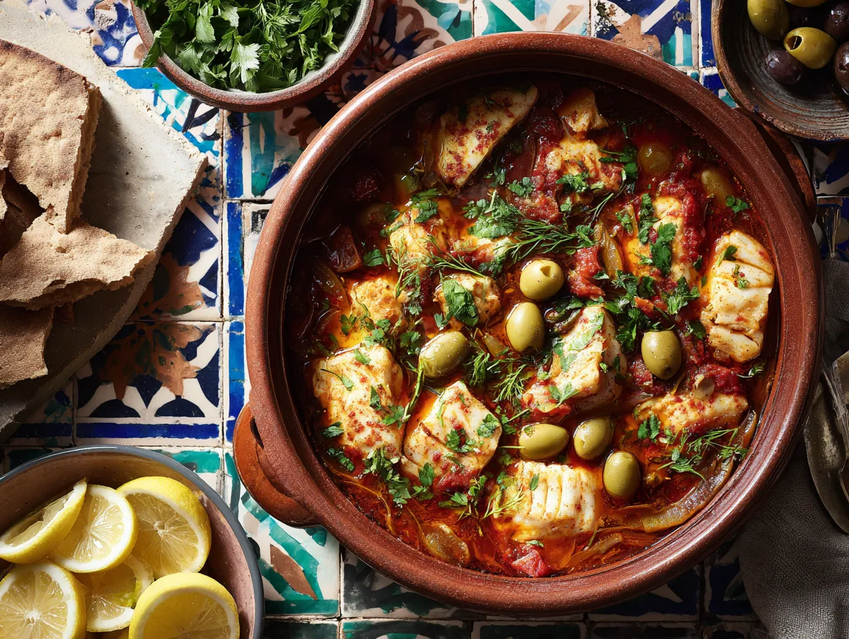 Moroccan Fish Stew: A Deliciously Bold 20-Minute Meal 9 u1416823846 Top down shot of a Moroccan fish stew simmering i 38222b86 43be 470b b602 17b05598b63b 3 1 www.moroccaneats.com