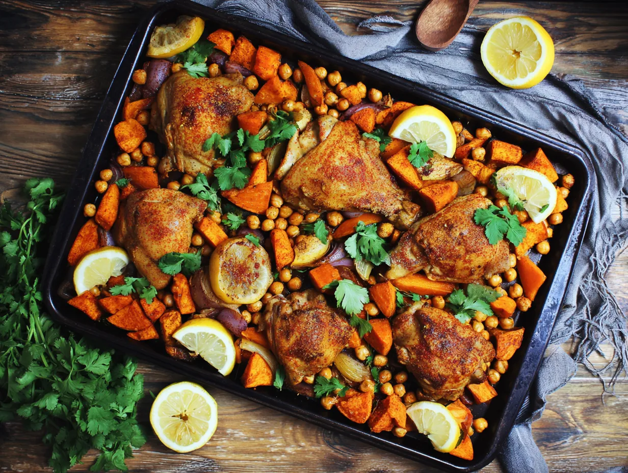 Moroccan-Spiced Chicken or Vegetable Traybakes Made Simple 2 u1416823846 A beautifully styled Moroccan spiced traybake on 19e47615 0c47 4099 845d 6a77781578ed 2 www.moroccaneats.com