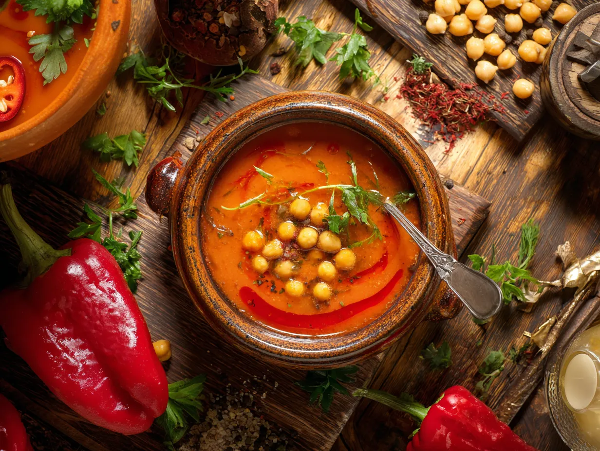 u1416823846 A steaming bowl of spiced red pepper and chickpea 66d64150 99a8 4749 b286 dd237ea0ee22 0 www.moroccaneats.com