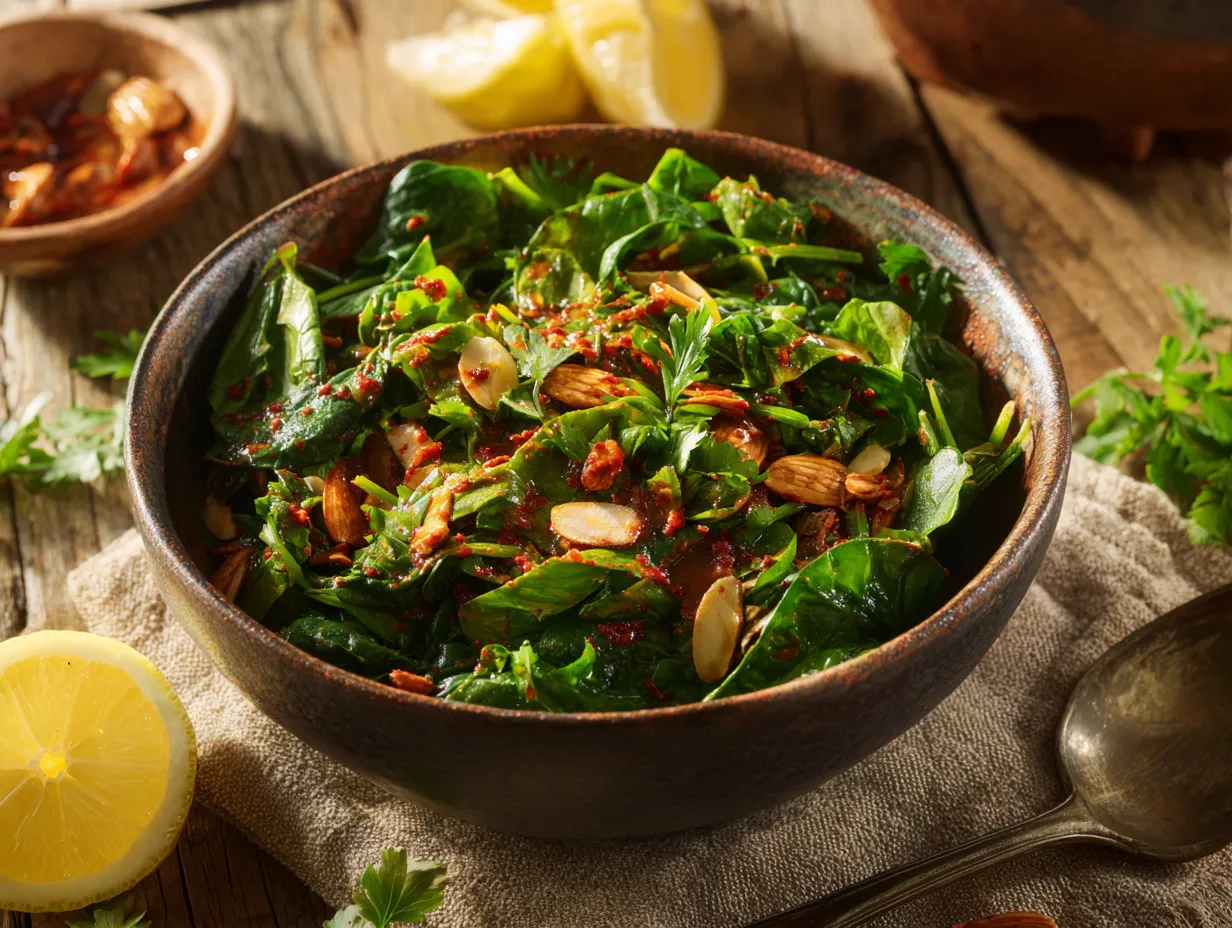 u1416823846 Featured image of Moroccan Harissa Spinach Salad f8e4f152 cf8f 497e a6b8 e57757d661fb 1 www.moroccaneats.com
