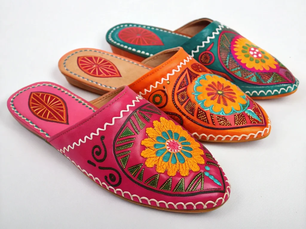 colorful moroccan babouche slippers www.moroccaneats.com