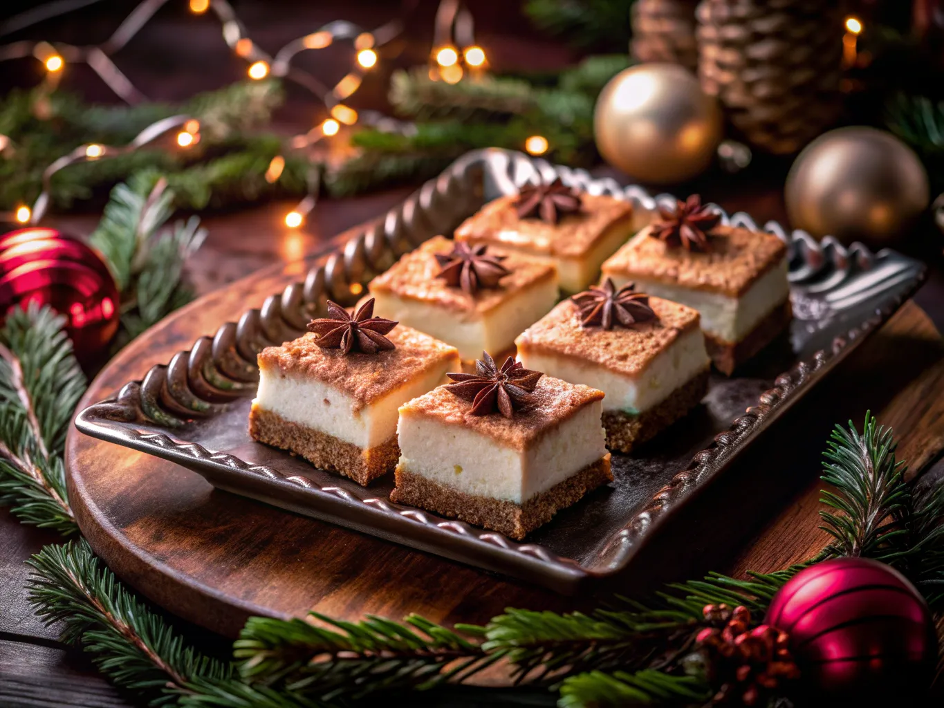 a festive featured image of a tray of eggnog chees www.moroccaneats.com