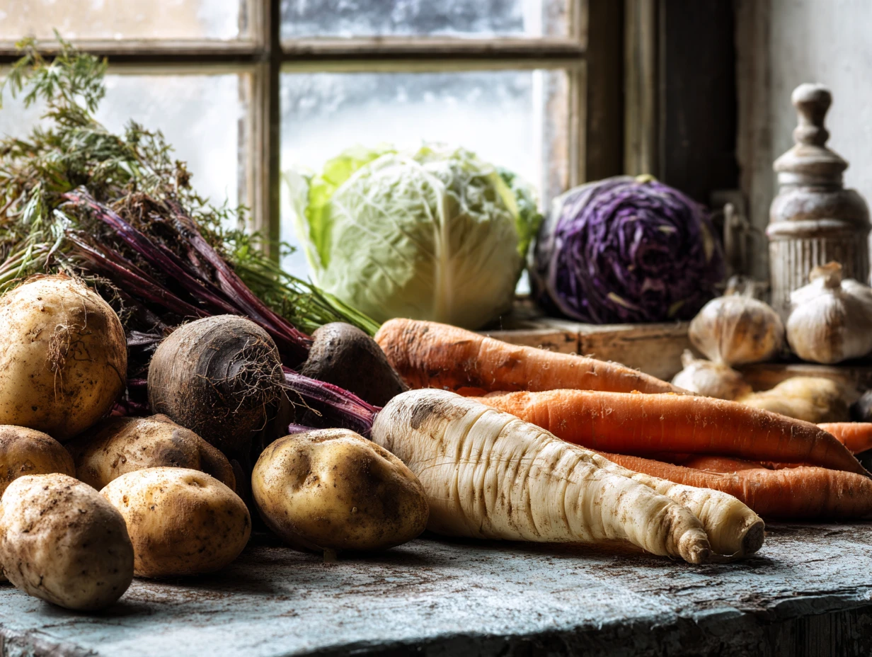Hearty Moroccan dish of vegetables with traditional seasoning Magic 6 Root and seasonal vegetables used for a hearty traditional dish