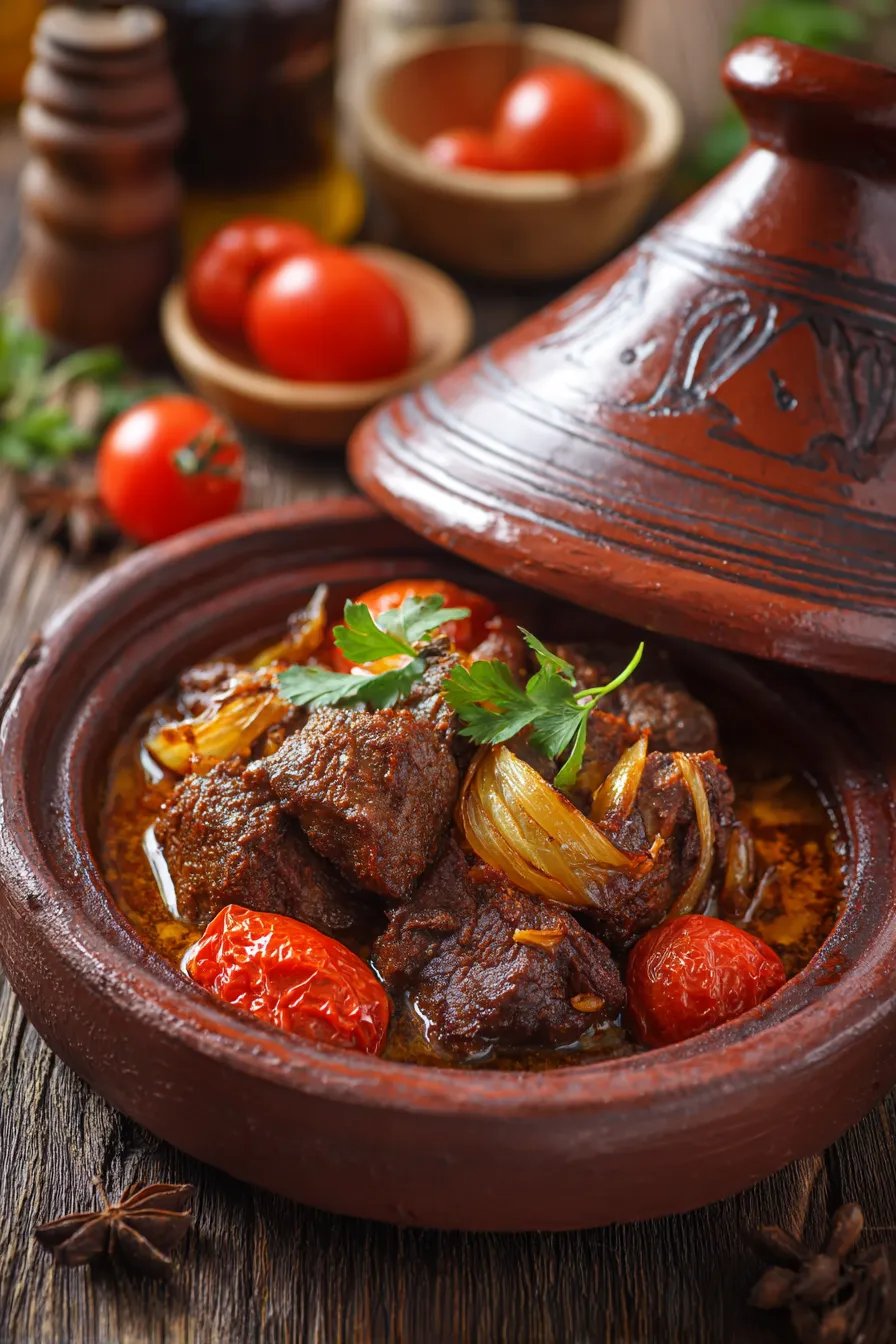 Lamb or Beef Tajine with caramelized onions and tomatoes – Irresistible Flavor 2 u1416823846 Traditional Moroccan lamb or beef tajine served i 36e27a11 009e 453c 9ef4 85244daf40ae 1 www.moroccaneats.com