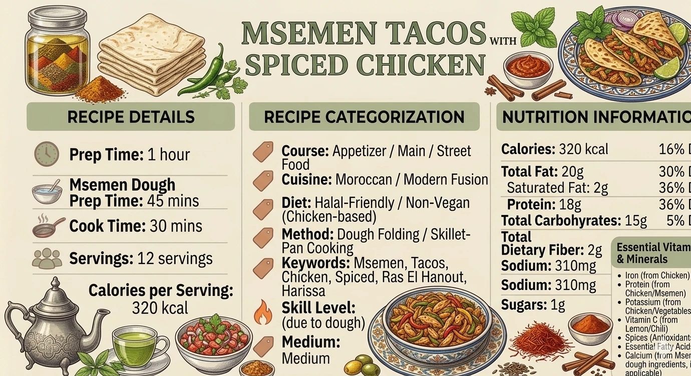 Msemen Tacos with Spiced Chicken: Best Street Treat 2 spiced