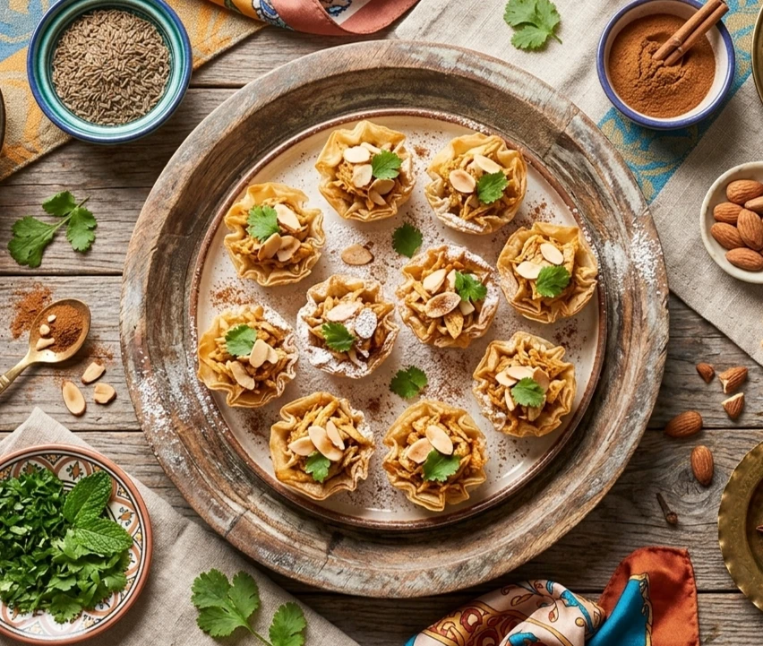 Incredible Deconstructed Chicken Pastilla Tartlets 5 image www.moroccaneats.com