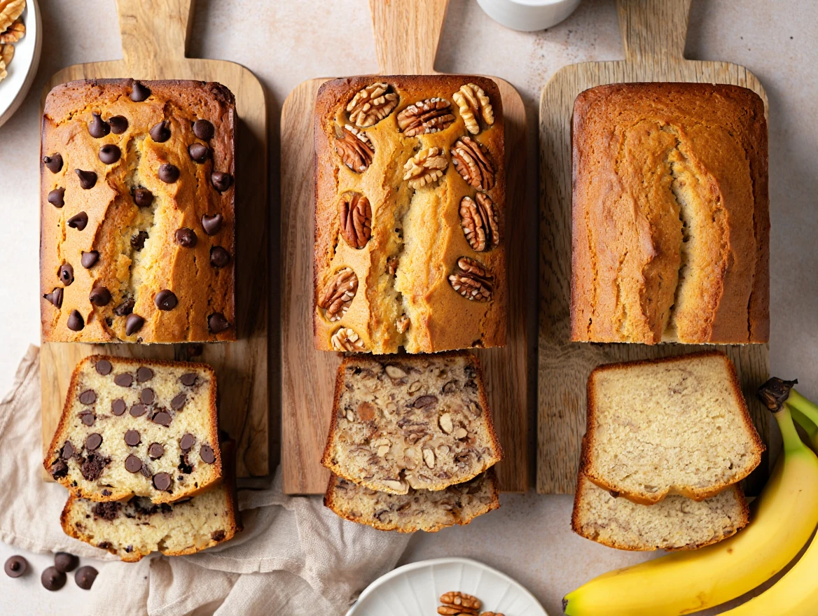 Banana Bread Trio Cross Section View www.moroccaneats.com