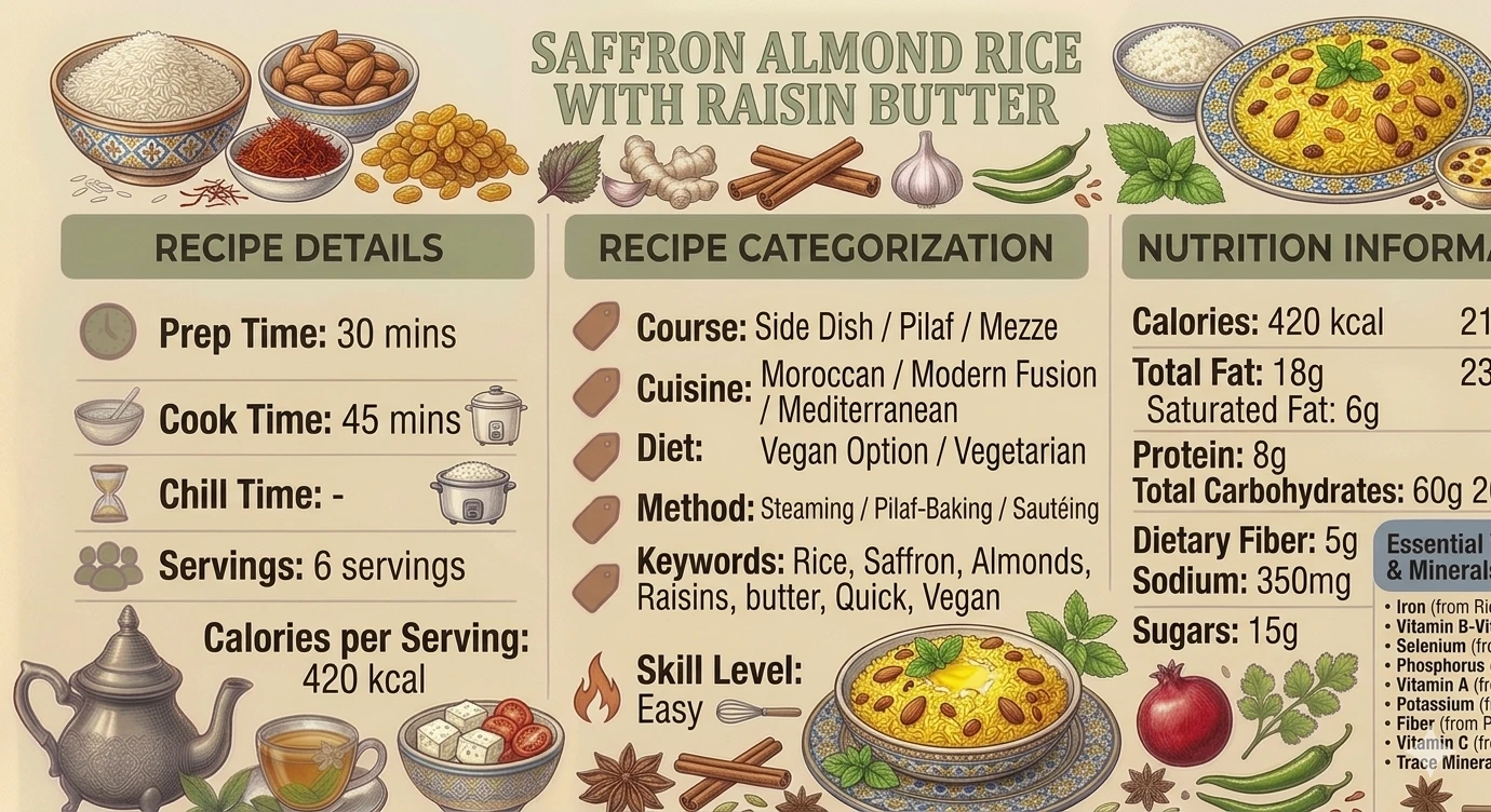 Delicious Saffron Almond Rice with Raisin Butter Recipe 2 www.moroccaneats.com