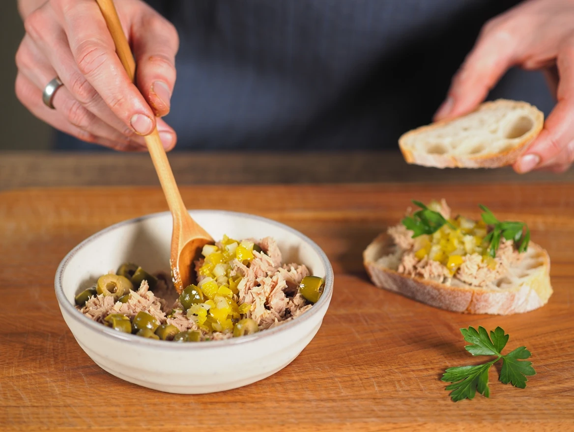 Tuna, Olive & Preserved Lemon Sandwich That Tastes Incredible 5 Tuna Sandwich Cooking Steps Version 1 www.moroccaneats.com