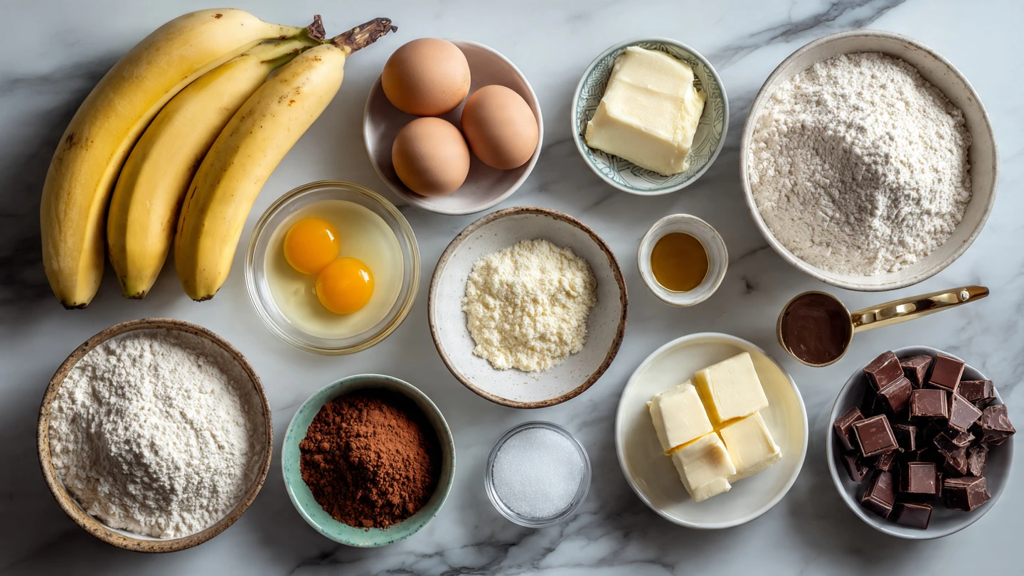 all ingredients for banana cinnamon and chocolate www.moroccaneats.com