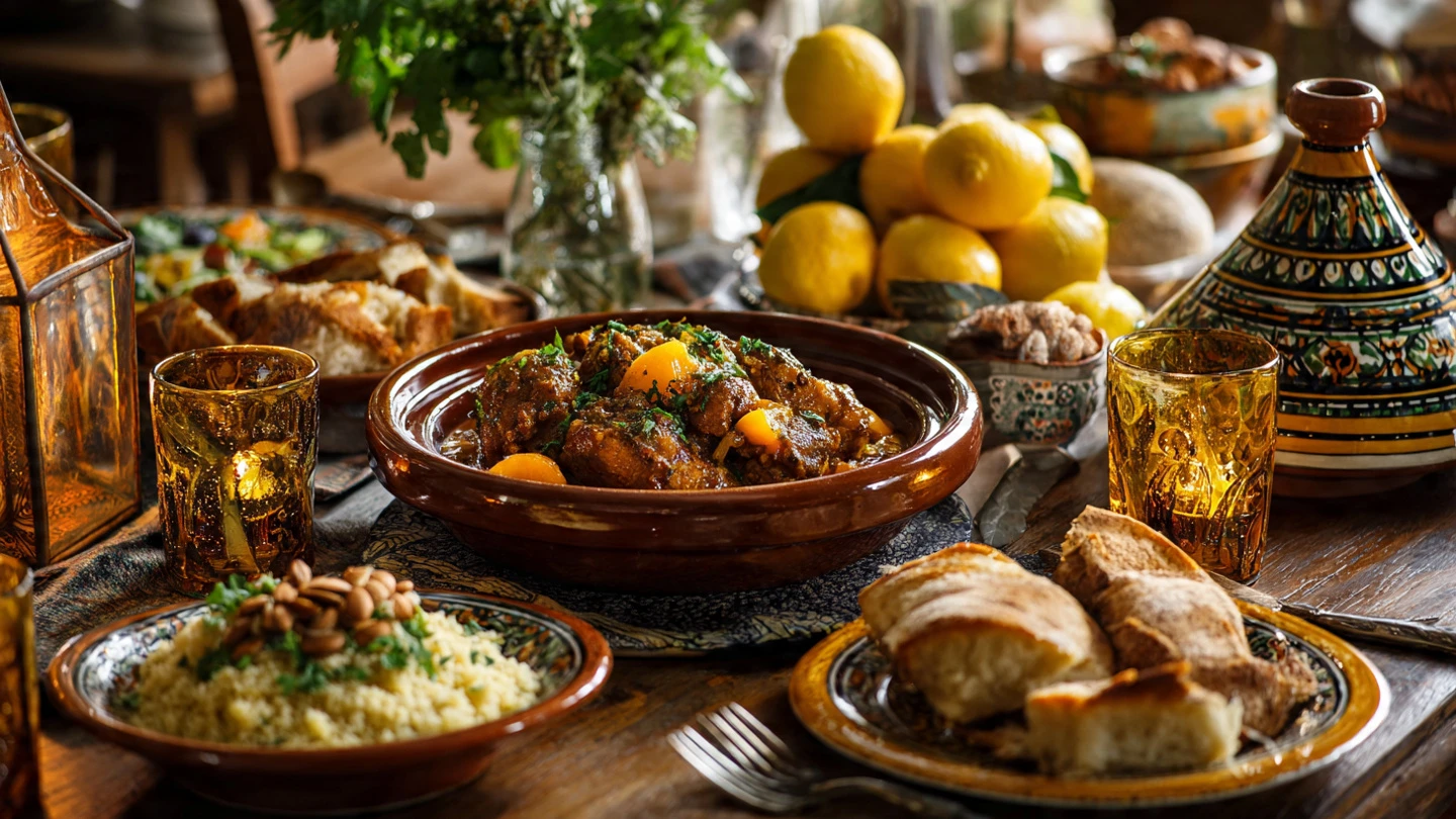 beautifully styled moroccan dinner table featuring www.moroccaneats.com