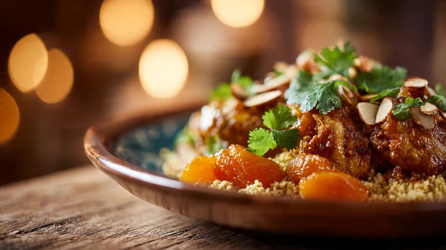 close up of a plated serving of moroccan chicken t www.moroccaneats.com