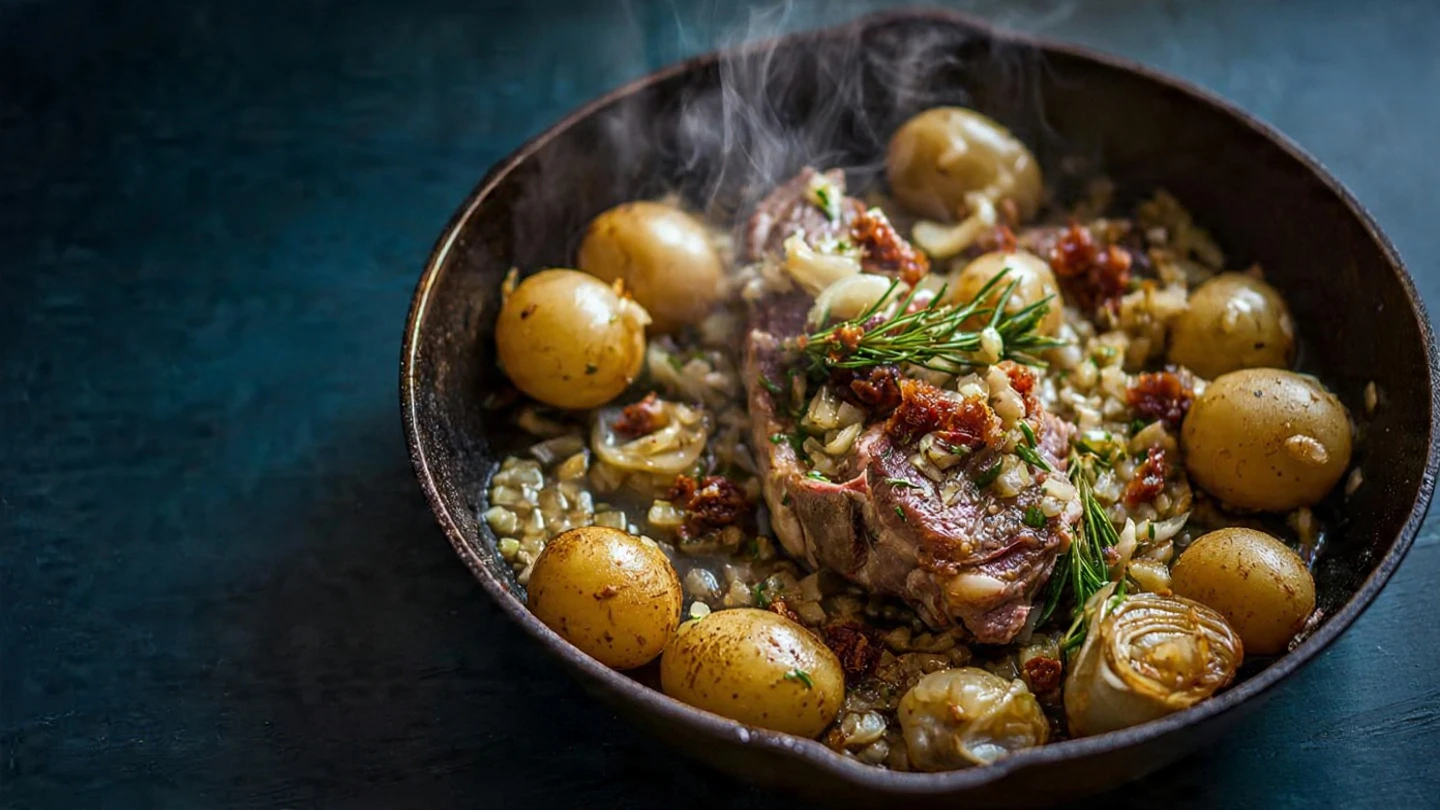 Delicious One-Pan Lamb with Dates & Crispy Potatoes 3 One-Pan Lamb