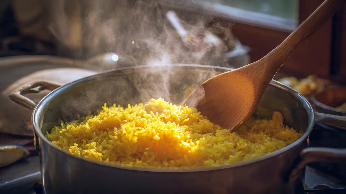 Delicious Saffron Almond Rice with Raisin Butter Recipe 6 saffron almond