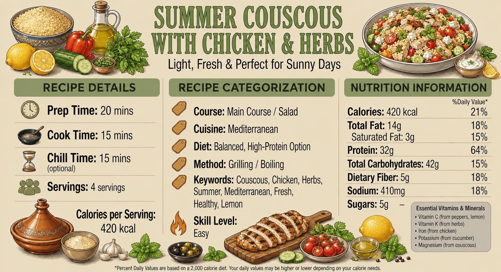 Amazing Summer Couscous with Chicken & Herbs in 30 Minutes You’ll Love 2 couscous with chicken