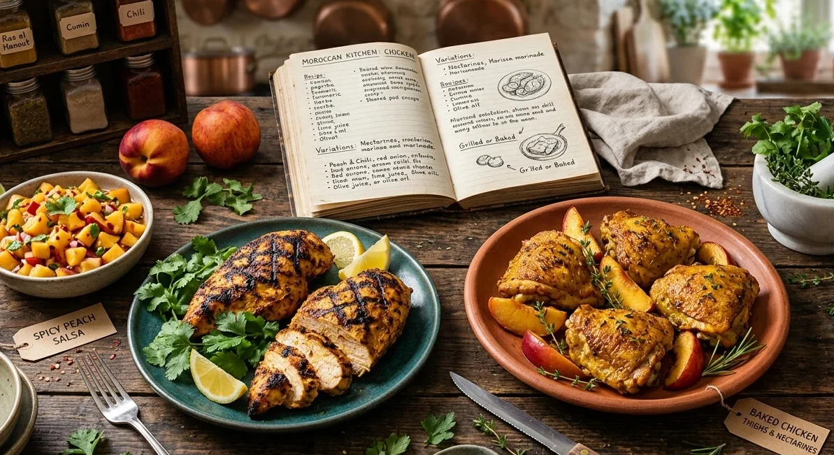 Moroccan Chicken with Peach and Apricot Salsa: Easy and Stunning 5 Gemini Generated Image x2f4u7x2f4u7x2f4 edited www.moroccaneats.com